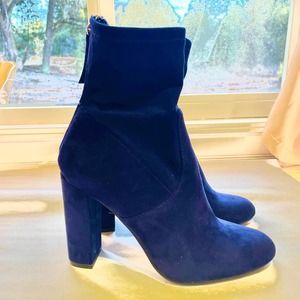 Steve Madden Brisk Blue Suede Ankle Booties